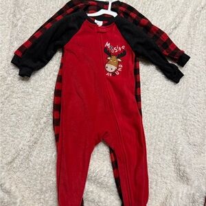 Red and Black Kids One Piece with Moose Design